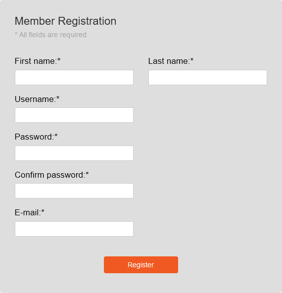 Registration form