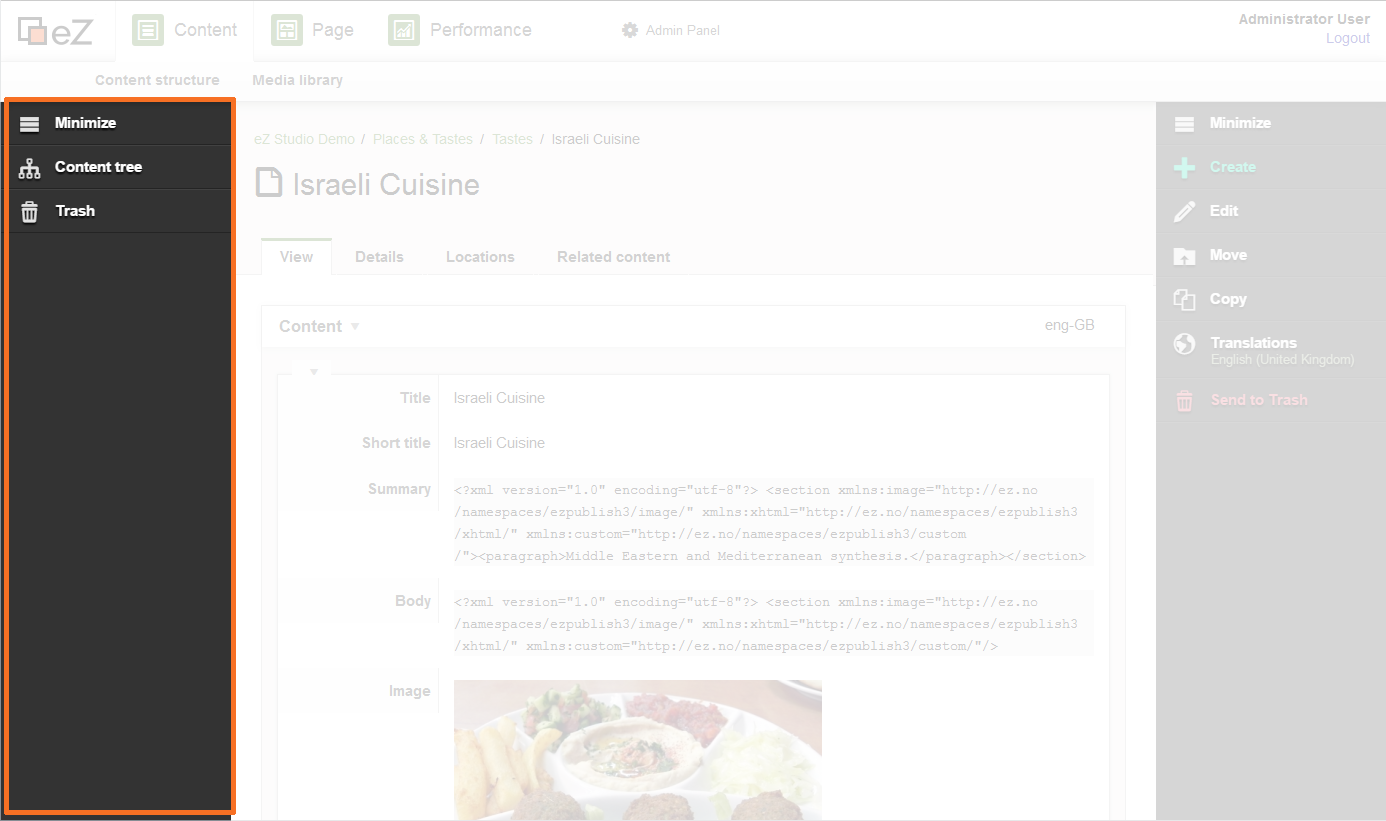 Content mode screenshot with focus on Discovery bar