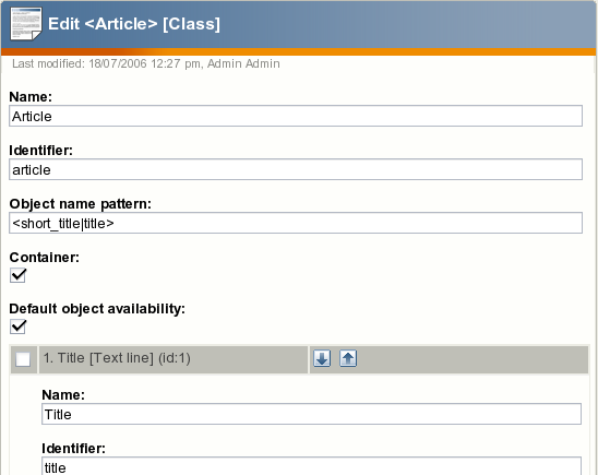 The class edit interface.