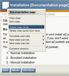 Clearing the view cache using popup menu