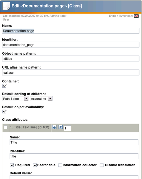 The class edit interface.