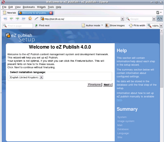 Setup wizard - step 1