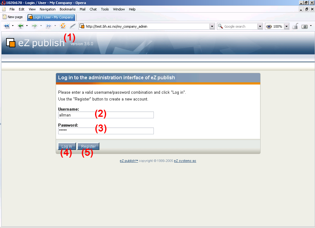 The login page.