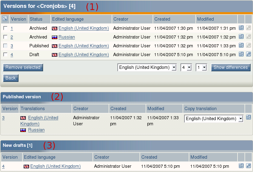The version interface.