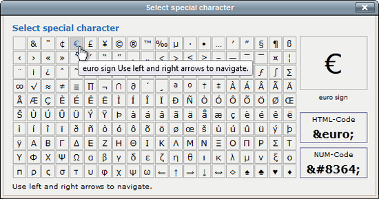 Special Character Window